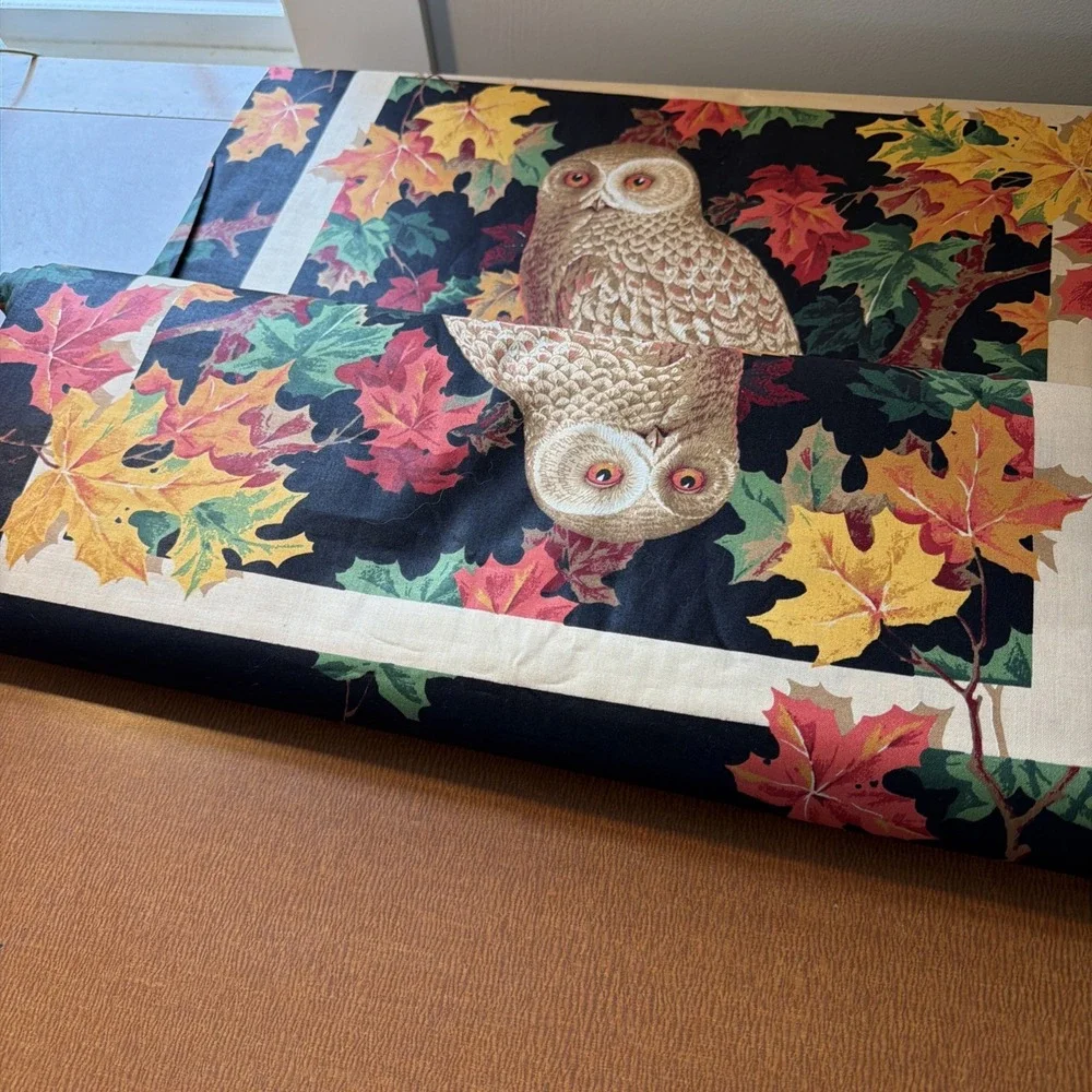 7 Yards Vintage Wamsutta Owl & Autumn Leaves, 28 Panels 46